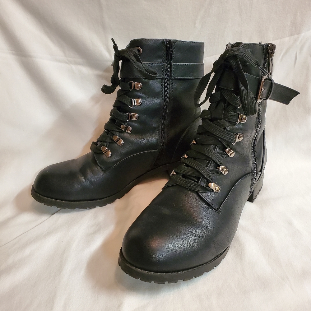 Black combat boots